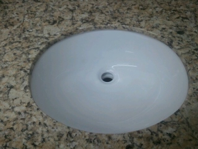 Oval Undermount Vanity White
16-1/2 x 13-1/2  $50
also available 14-1/2 x 11-1/2 for cabinets less than 21" deep
